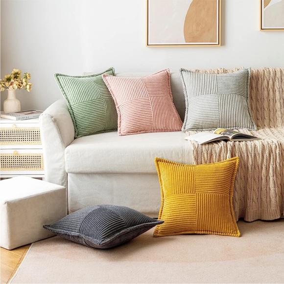 Sunflower Yellow Corduroy Decorative Farmhouse Luxury Soft Pillow Cover Cute Set - Picture 3 of 6